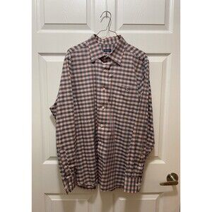 Fish Hippie Mens Button Up Shirt Size L Long Sleeve Cotton Checks